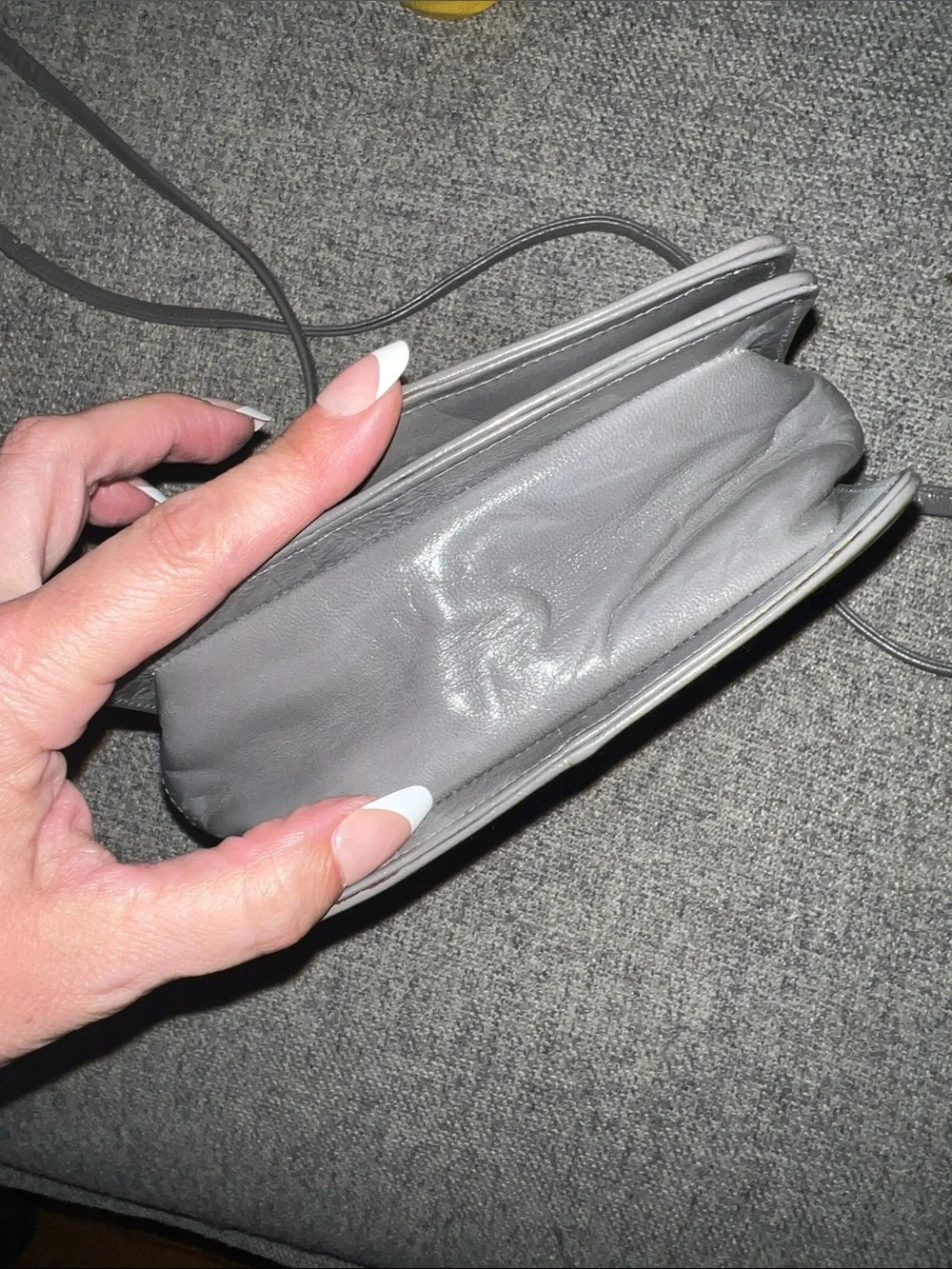Vintage Grey Leather Barbara Bolan Crossbody Bag and Vintage Clutch
